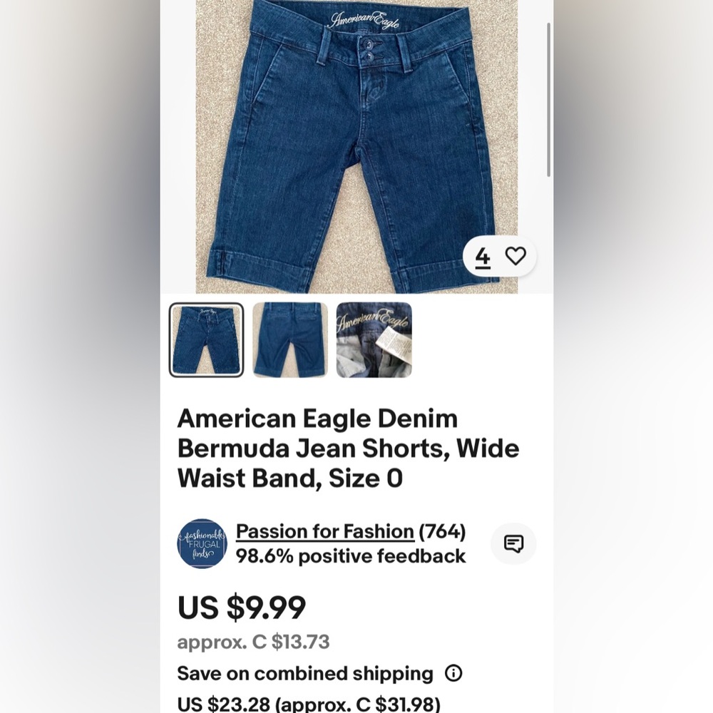 American Eagle Outfitters Women's Dark Blue Denim Bermuda Shorts - Picture 14 of 16